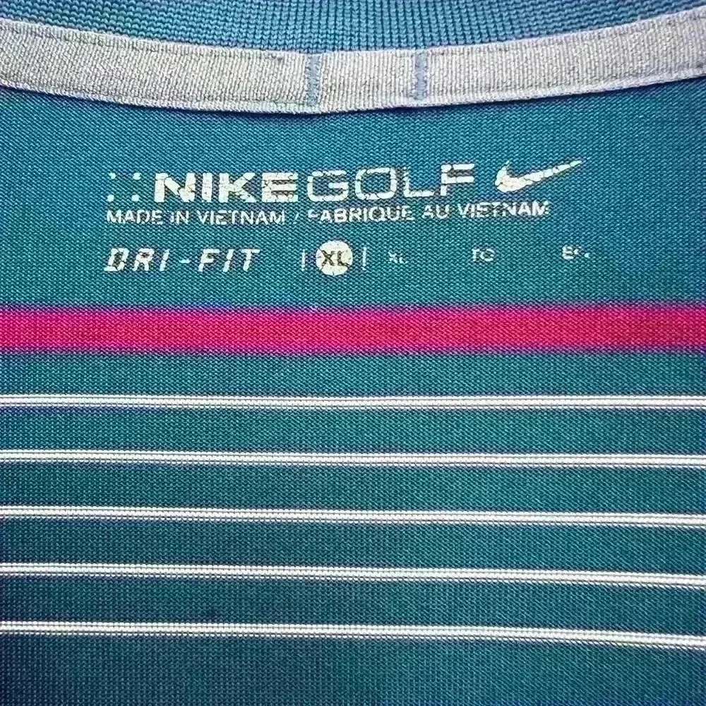 Nike Golf Dri Fit Golf Polo Blue & Red Stripes Size XL